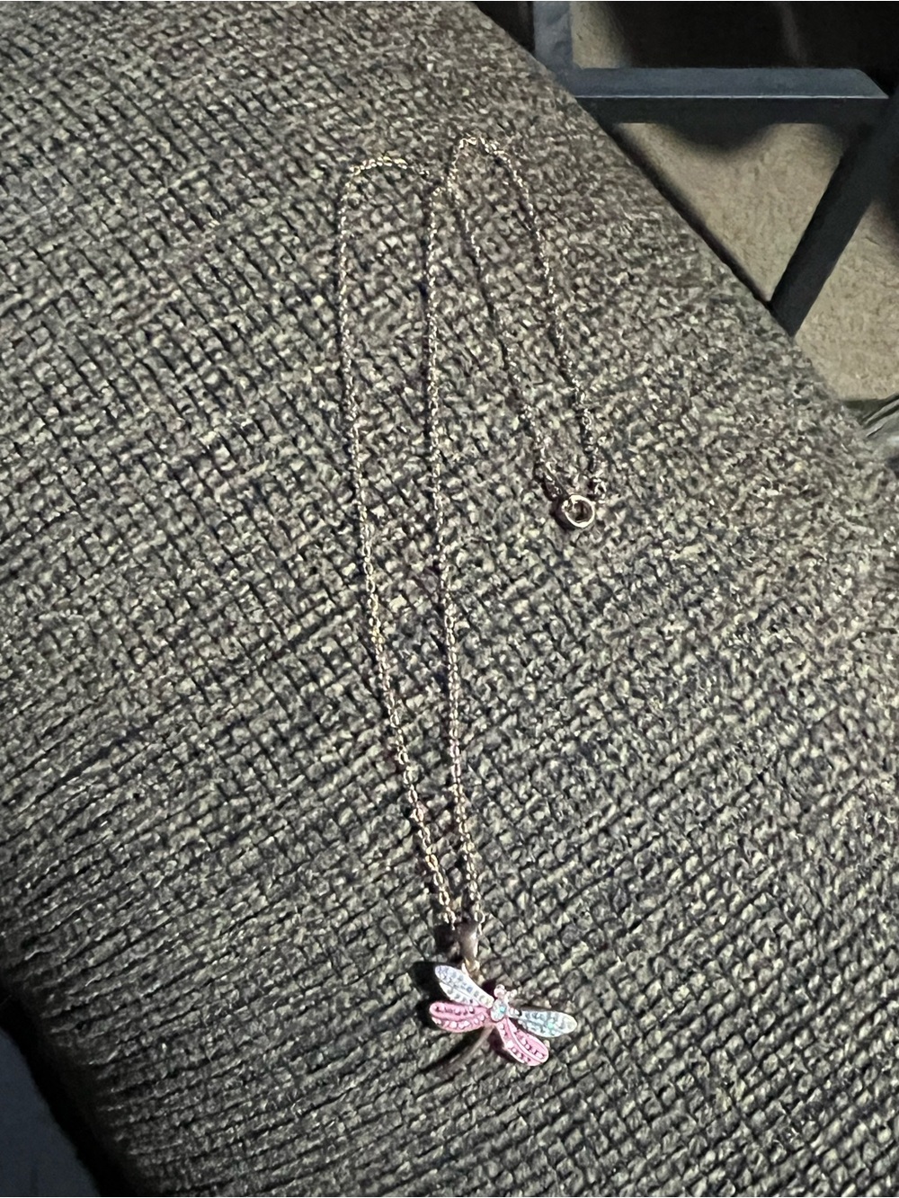 Delicate Pink Dragonfly Pendant Necklace N211